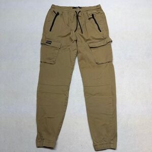Hollister Men Skinny Cargo Joggers Tan Khaki Advanced Stretch Skater Y2K Size M